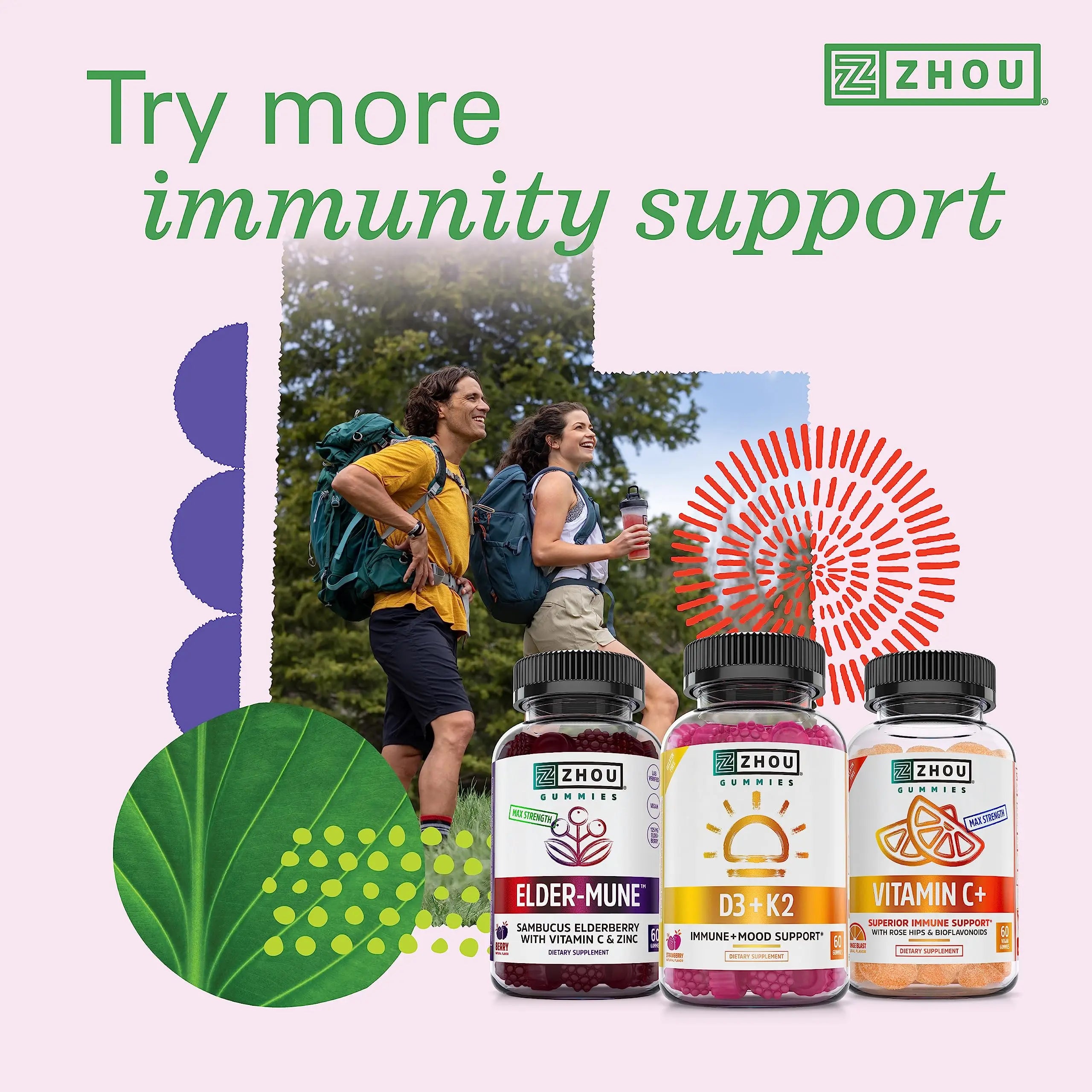 Zhou Nutrition Vitamin D3 K2, Bone and Heart Health Formula 5000 IU Vitamin D3 & 90 mcg Zhou Nutrition Au supplements