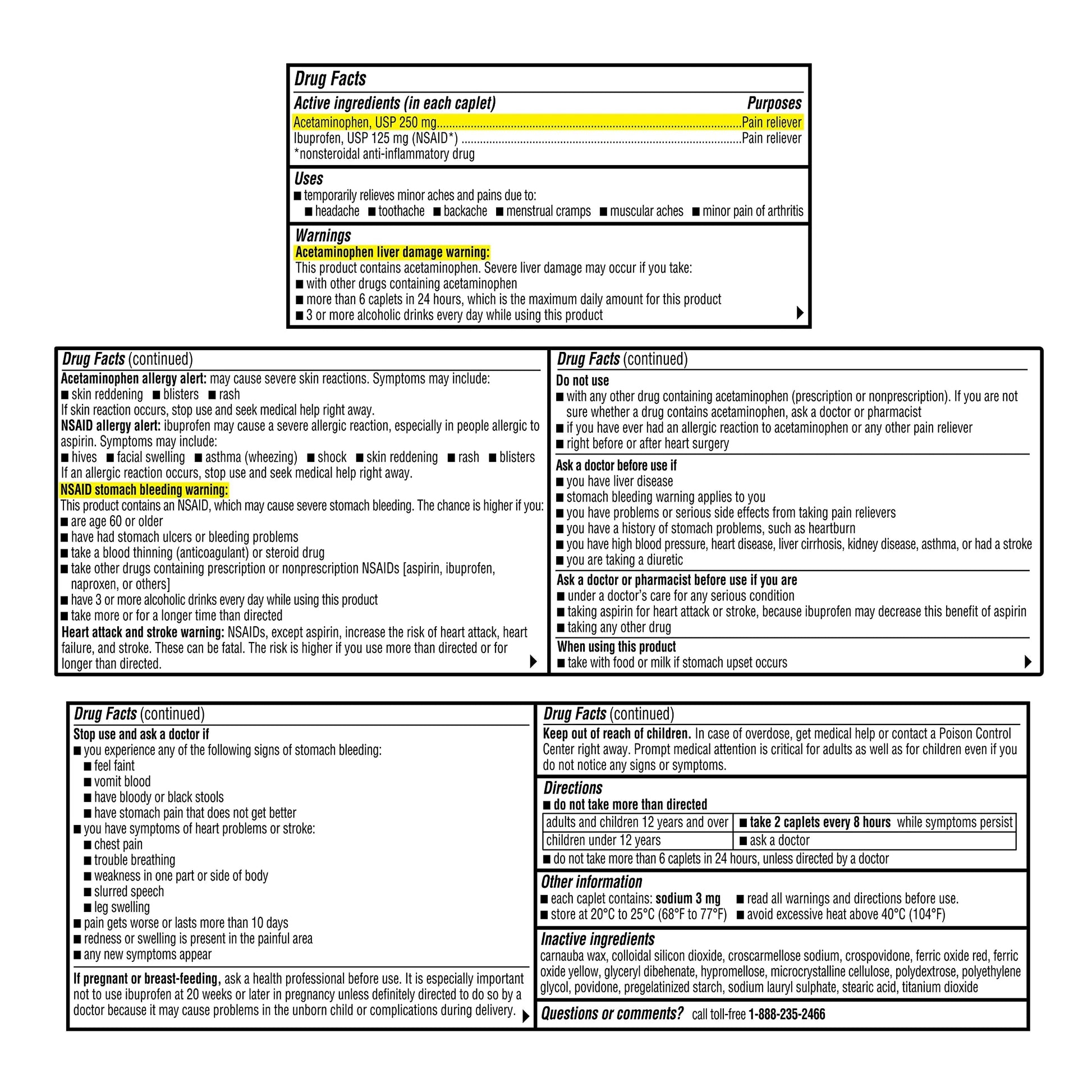 A+Health Dual Action Acetaminophen 250 mg and Ibuprofen (NSAID) 125mg Pain Reliever Caplets, 216 Count, 2 Medicines in 1 Caplet, Up to 8 Hours of Pain Relief A+Health Au supplements