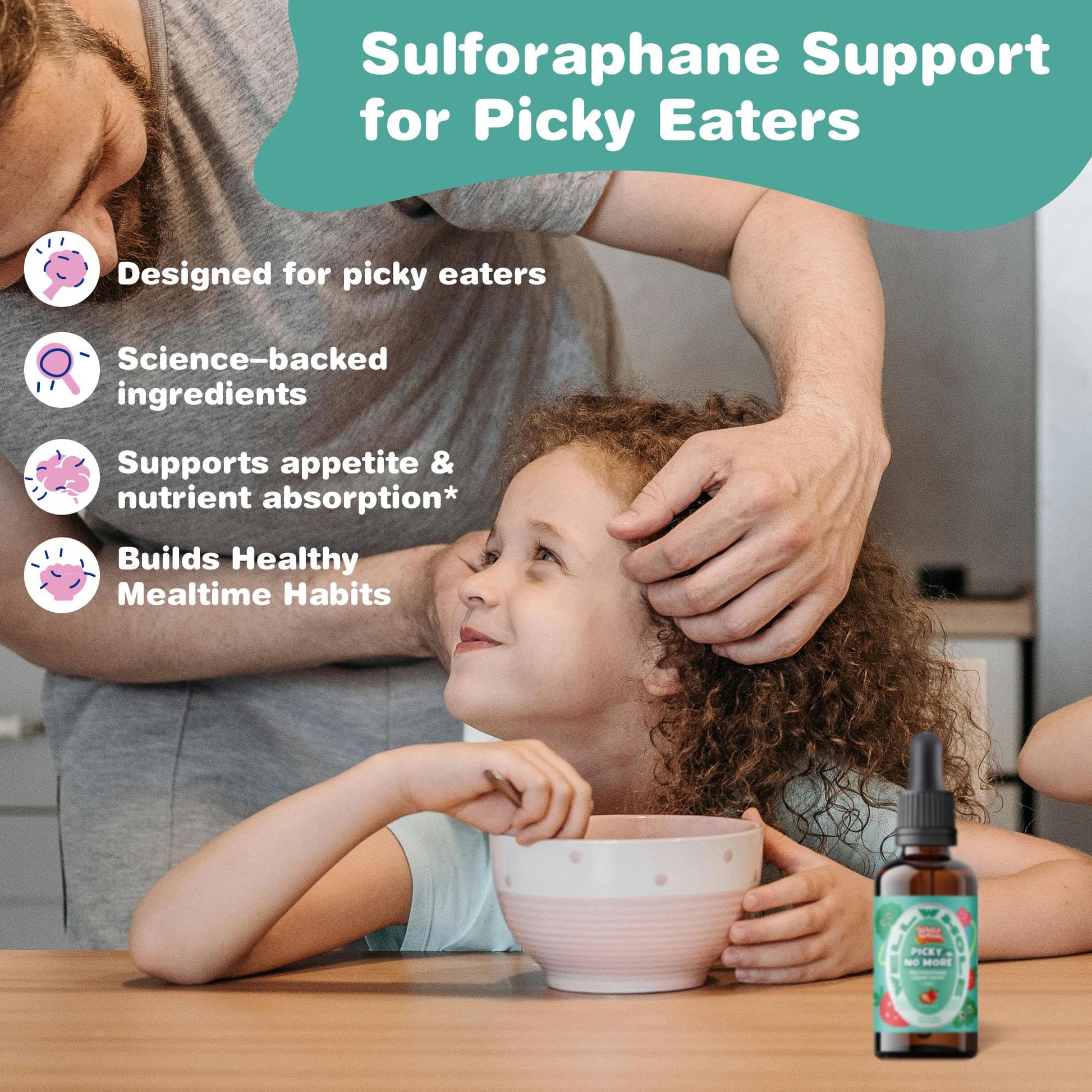 Well&Whole Sulforaphane Kids Liquid Supplement – Pick No More Broccoli Sprout Extract Drops, Hidden Greens for Picky Eaters, Daily Nutrition Support, Sugar-Free, Vegan, 60mL Well&Whole Au supplements