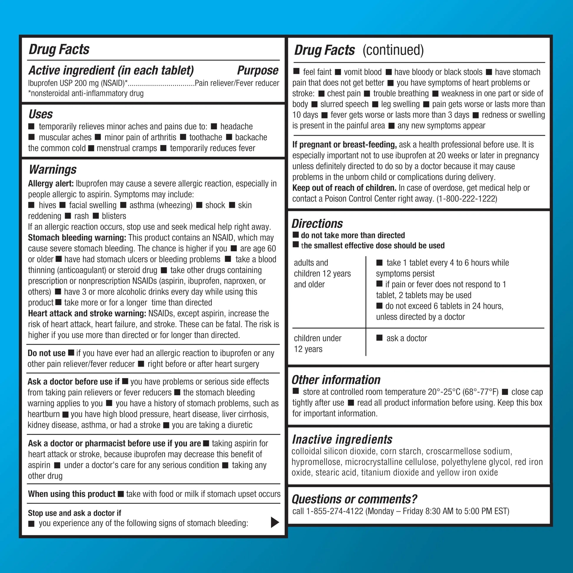 Amazon Basic Care Ibuprofen Tablets, Fever Reducer and Pain Relief from Body Aches, Headache, Arthritis Pain and More, 1000 Count Amazon Basic Care Au supplements
