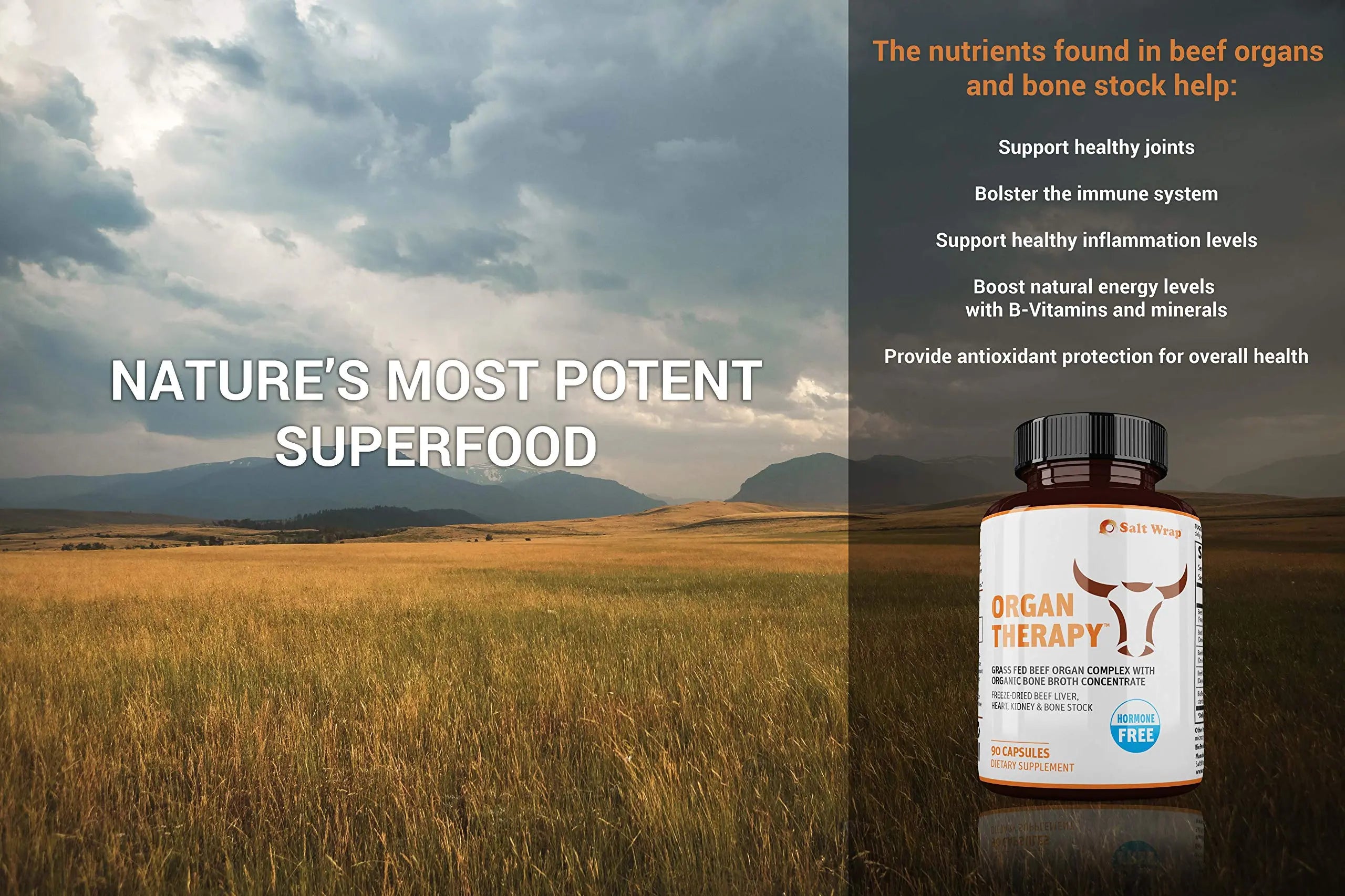 SaltWrap Organ Therapy - Grass Fed Beef Organ Meat Complex Supplement with Organic SaltWrap Au supplements