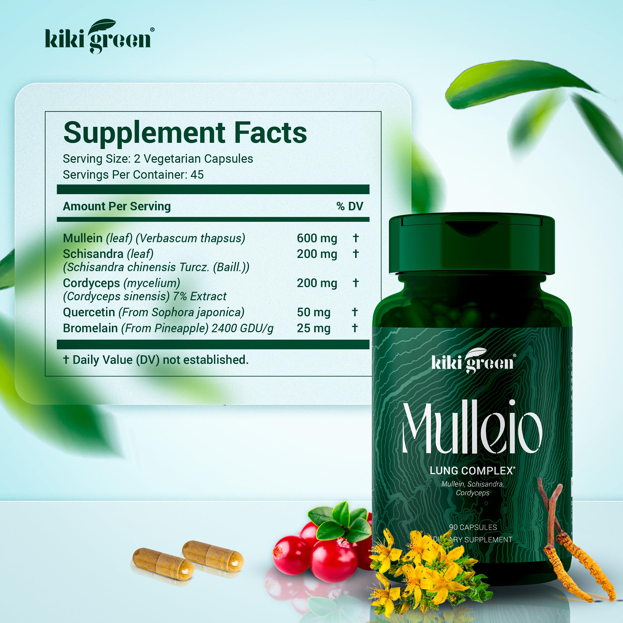 KIKI Green MULLEIO Lung Health Capsules: Herbal Supplement for Lung Cleanse, Better KIKI Green Au supplements