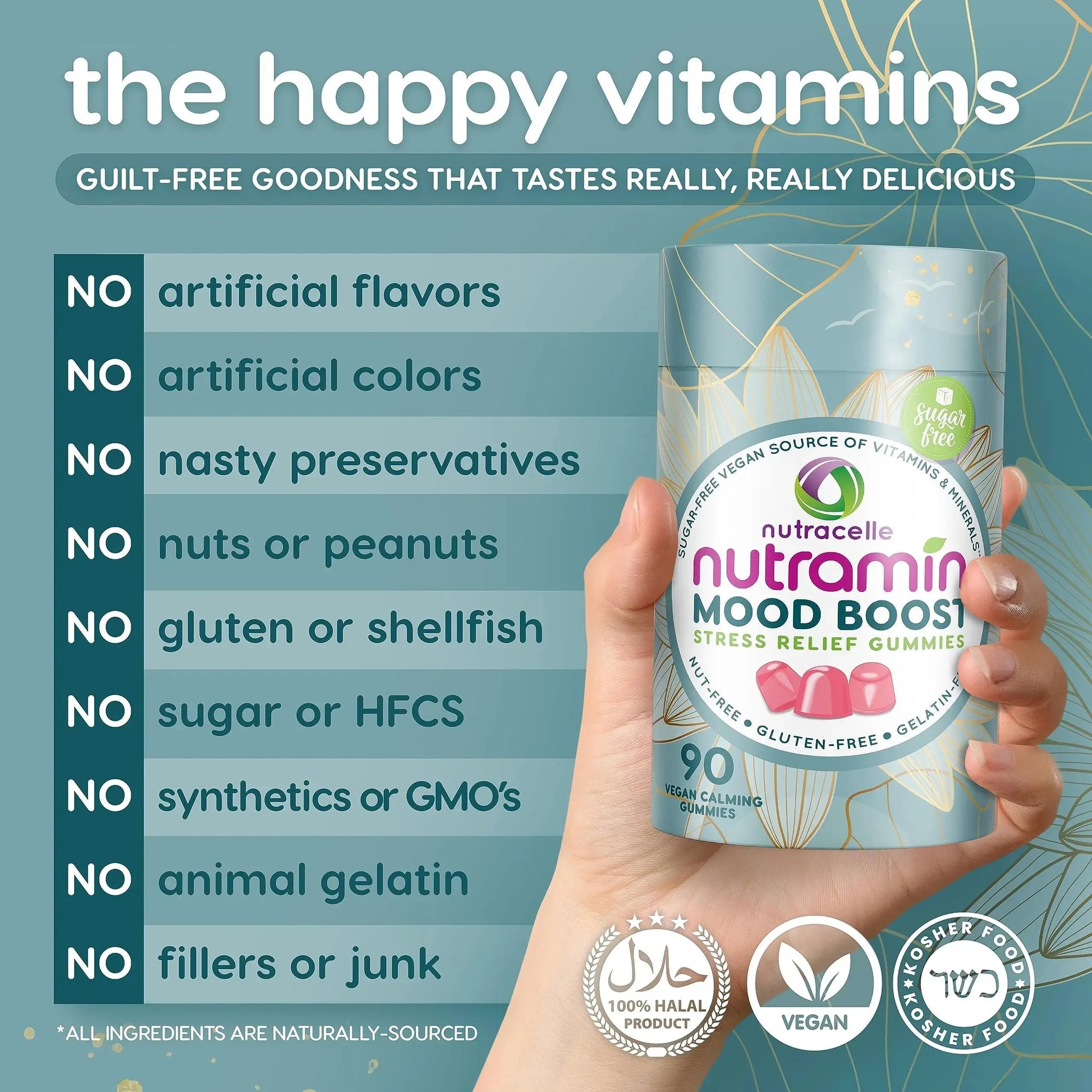NUTRAMIN Mood Boost Multivitamin Gummy - Delicious & Yummy Anti-Stress Magnesium Ashwagandha Gummies + B Complex Vitamins for Focus and Calm Nutracelle Au supplements