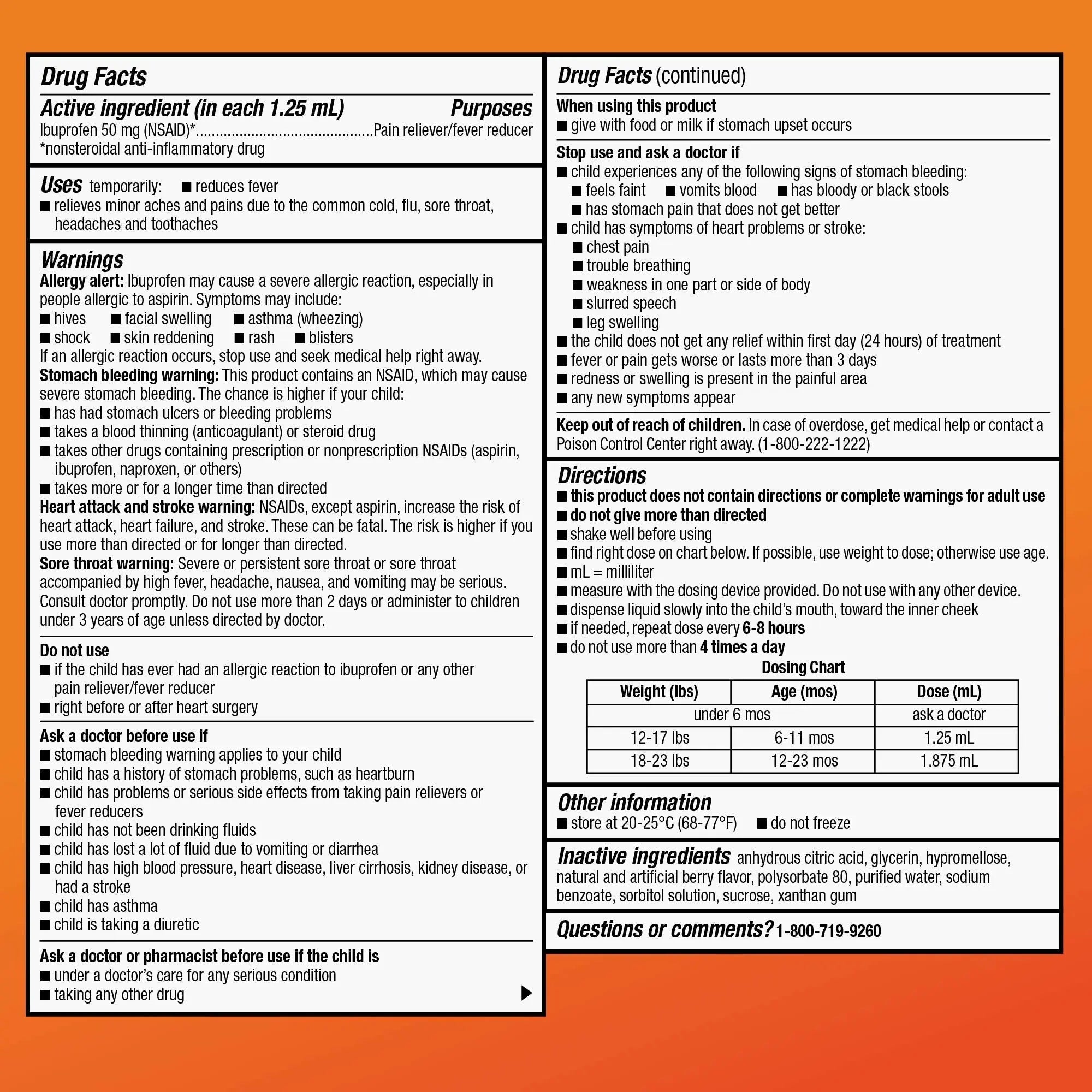 Amazon Basic Care Infants' Ibuprofen Oral Suspension, Pain Reliever and Fever Reducer, 50 mg/1.25 mL, Berry Flavor Concentrated Drops, Dye-Free, 1 fl oz (Pack of 1) Amazon Basic Care Au supplements