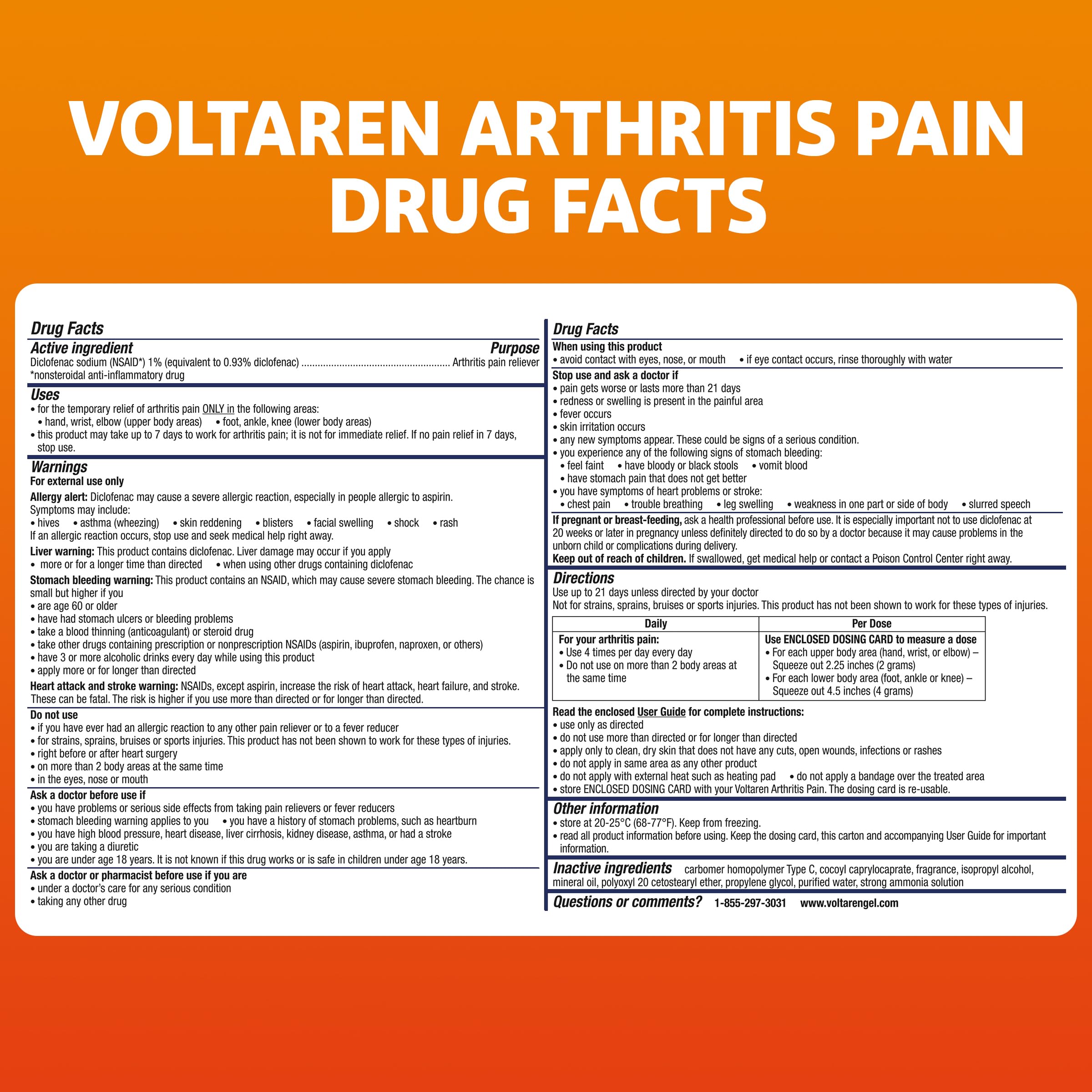 Voltaren Arthritis Pain Gel for Powerful Topical Arthritis Pain Relief with Diclofenac - NEW Easy Open Cap - 100 g Tube And 20 g Travel Size Tube Voltaren Au supplements