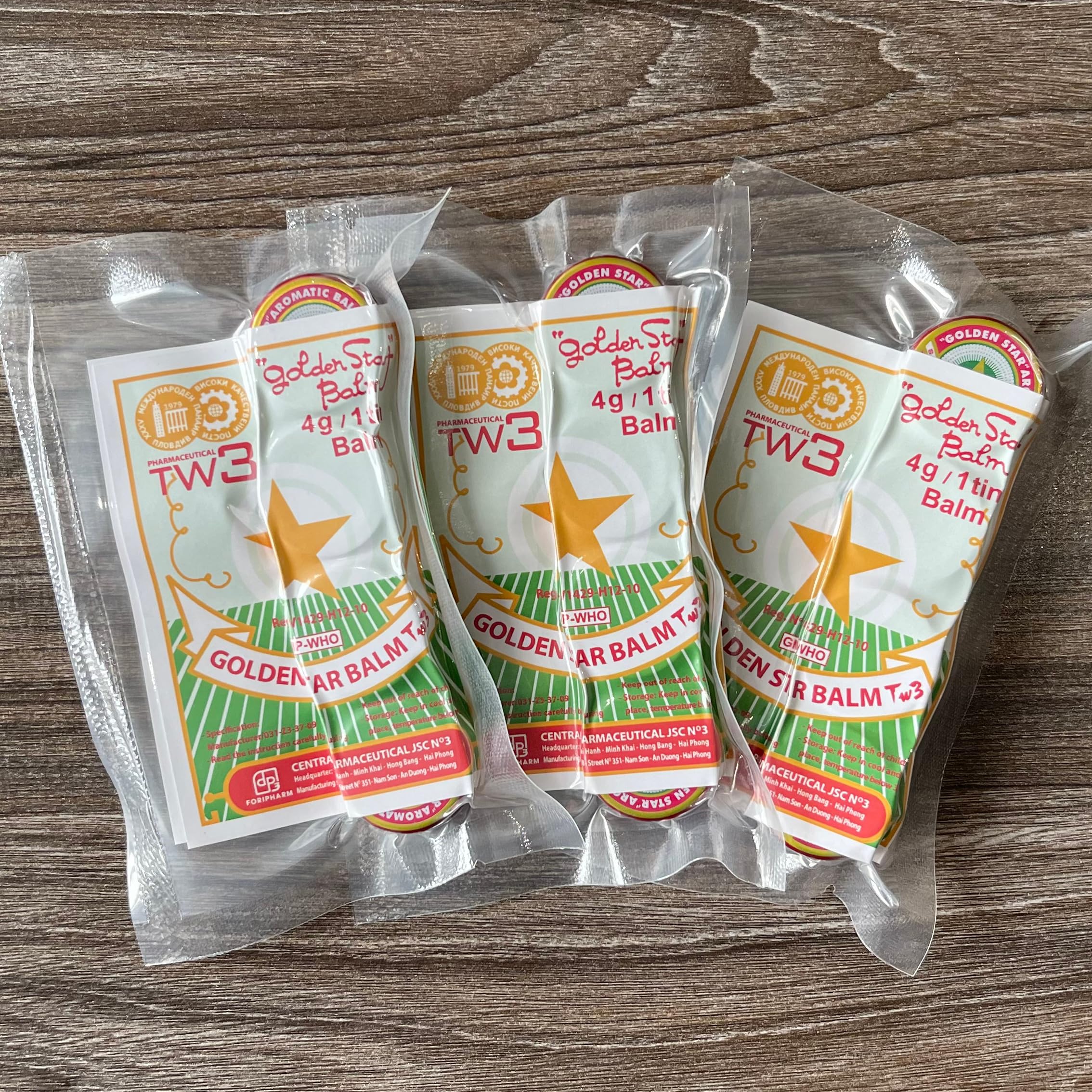 Golden Star Aromatic Balm (Pack of 8) - Authentic Vietnamese Cao Sao Vang - Support Fast Relief for Headaches, Muscle Pain, Colds, & Insect Bites - Natural Essential Oils - Travel Size 4g Tins Pharmaceutical TW3 Au supplements
