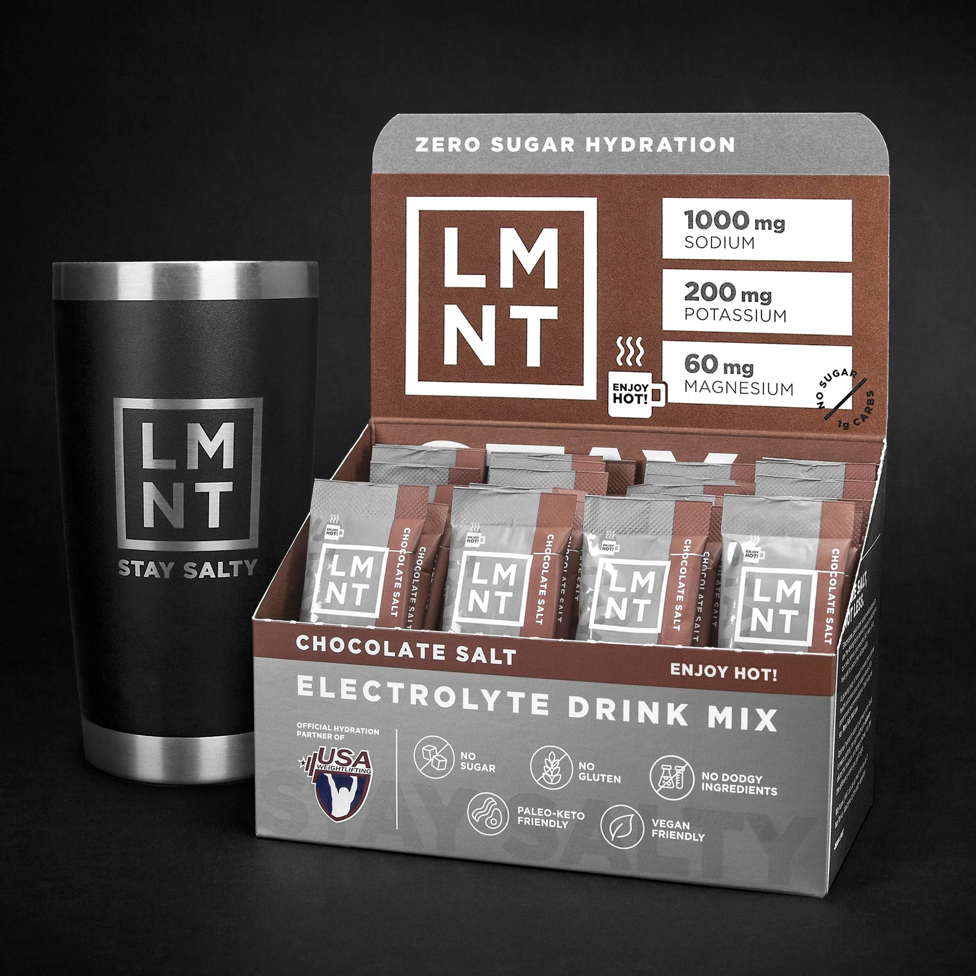 LMNT Zero-Sugar Electrolytes - Hot Chocolate Salt - Hydration Powder Packets Drink LMNT Au supplements