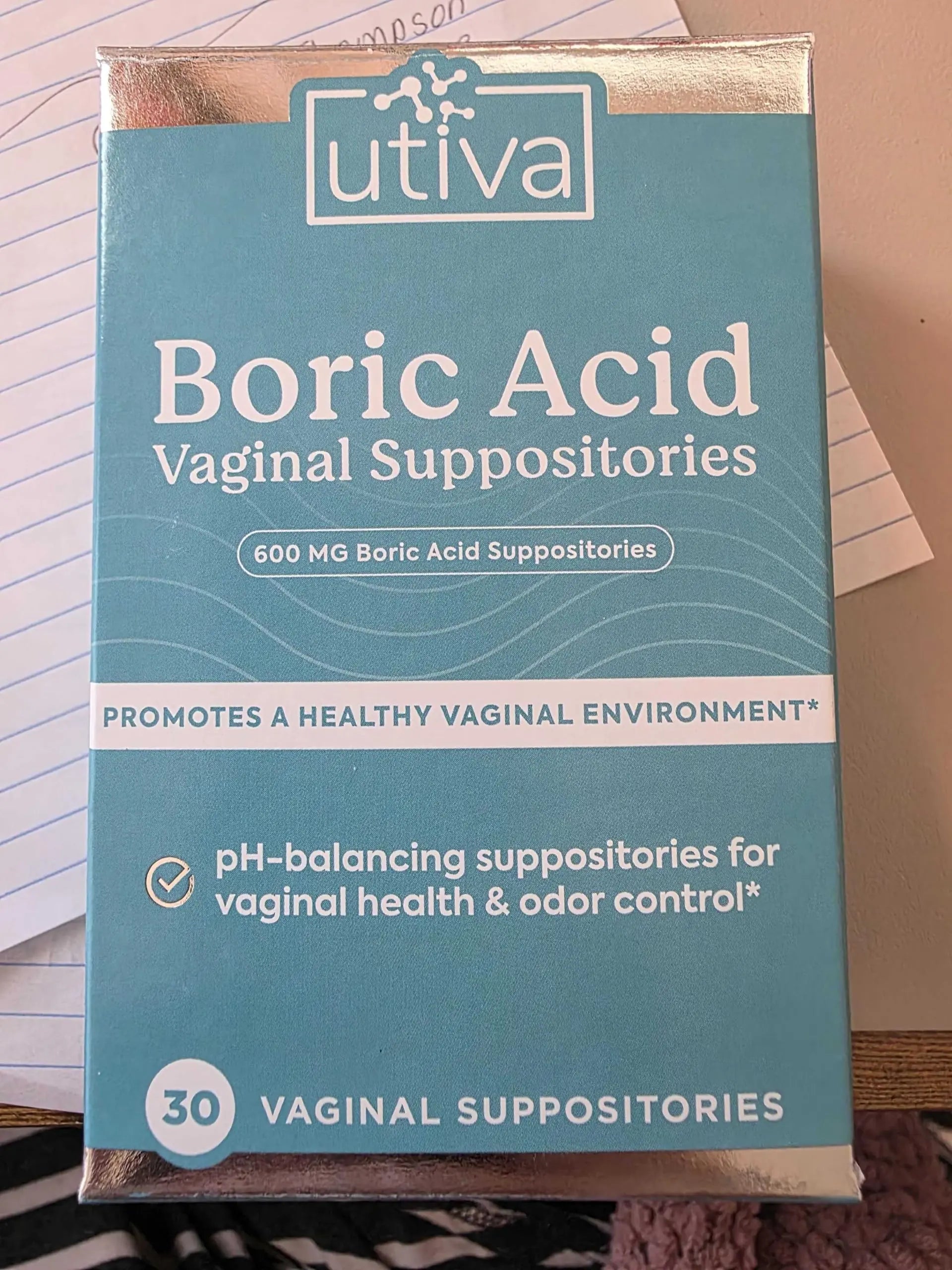 Szio+ Utiva Boric Acid Suppositories for Women - pH Balance - Feminine Care - 600mg Boric Acid to Lower pH and Support Vaginal Health, BV Treatment for Women, 30 Vaginal Suppositories Szio+ Au supplements