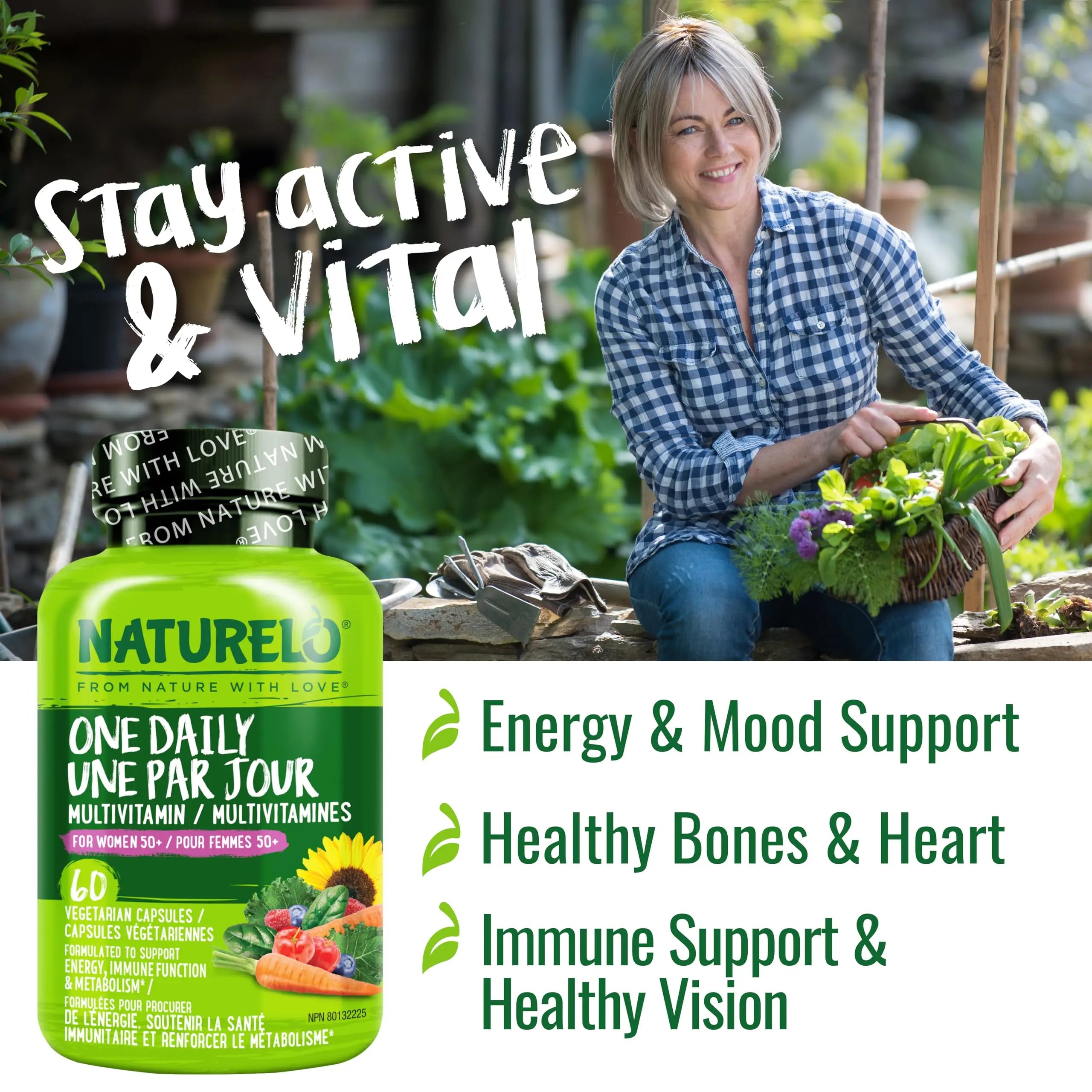 NATURELO One Daily Multivitamin for Women 50+ (Iron Free) - Menopause Support for Women Over 50 - Whole Food Supplement NATURELO Au supplements