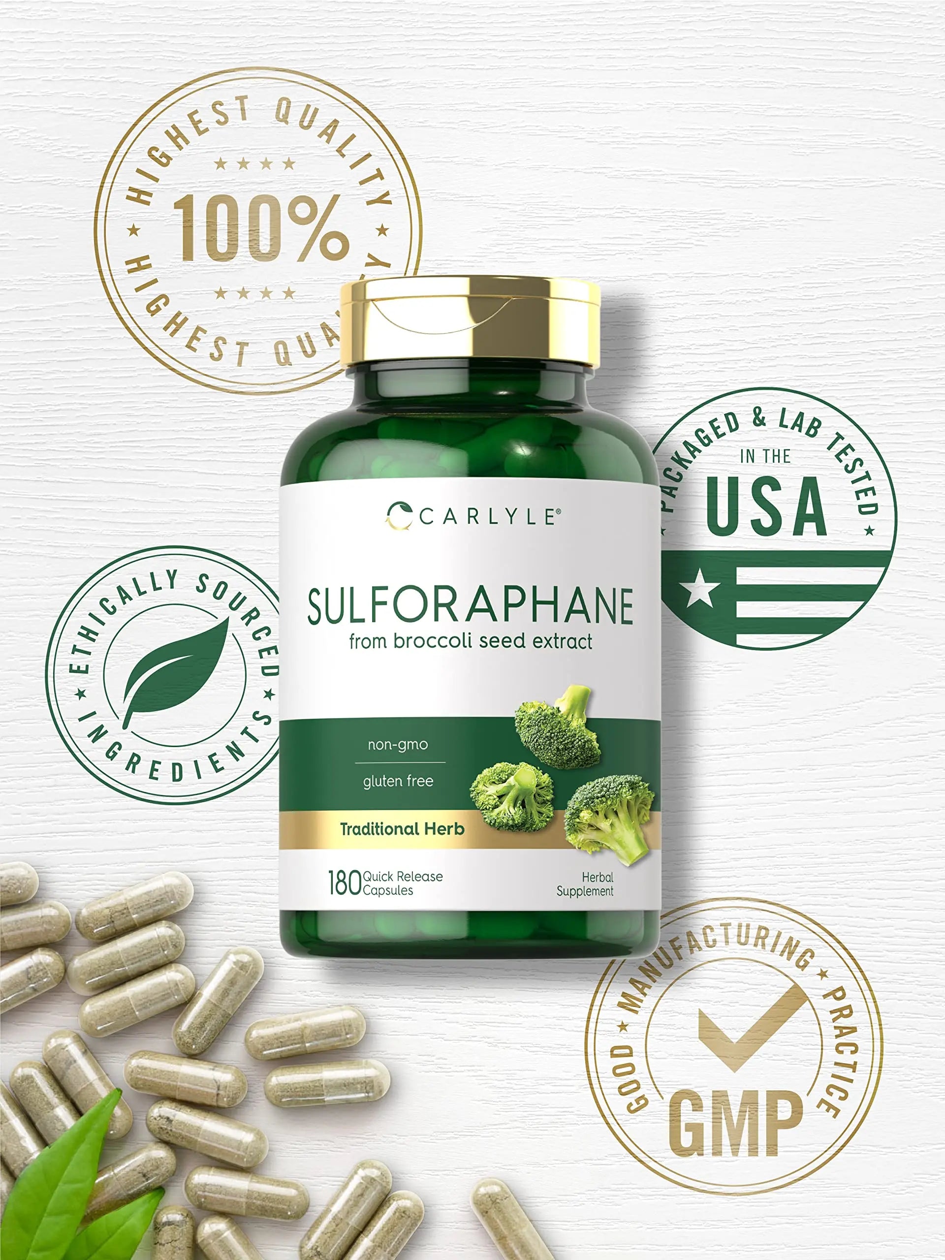 Carlyle Sulforaphane | from Broccoli Seed Extract | 180 Capsules | Traditional Herbal Carlyle Au supplements