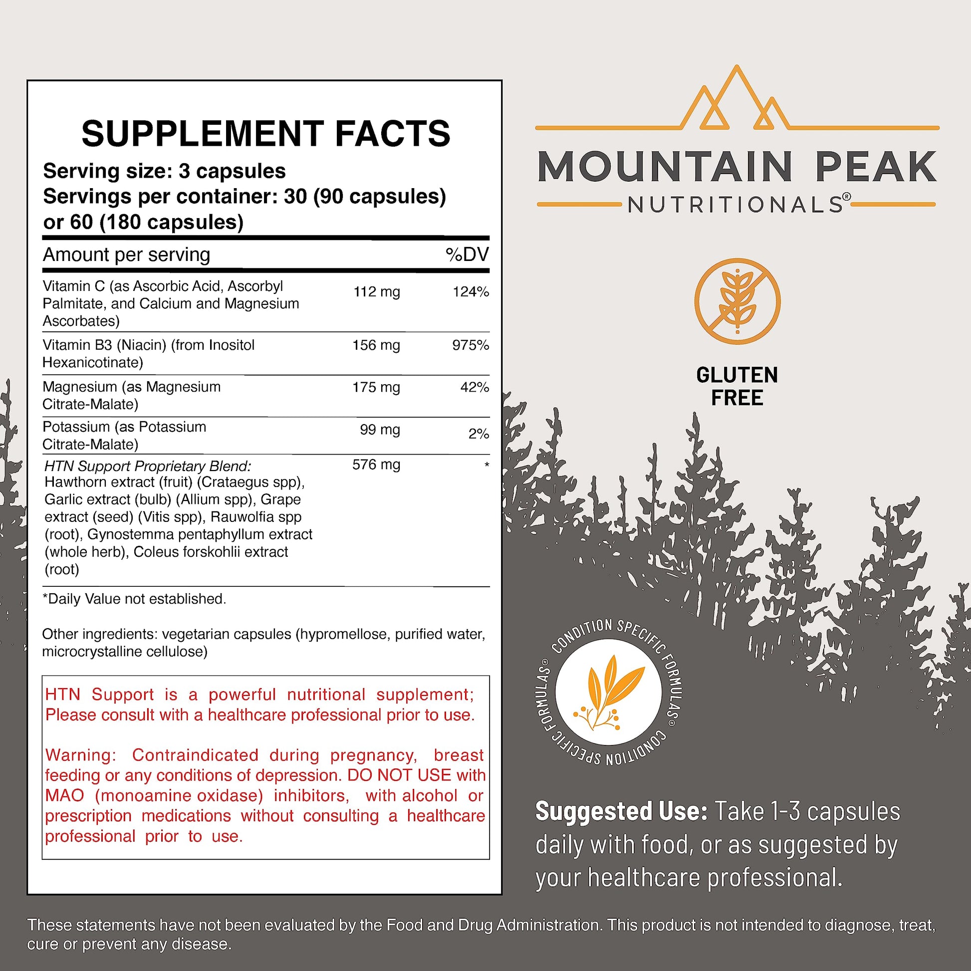 Mountain Peak Nutritionals HTN Blood Pressure Support Supplement for Heart & Circulation Health - Advanced Cardiovascular Formula with Rauwolfia, Hawthorn Berry, & Magnesium (180 Vegetarian Capsules) Mountain Peak Nutritionals Au supplements