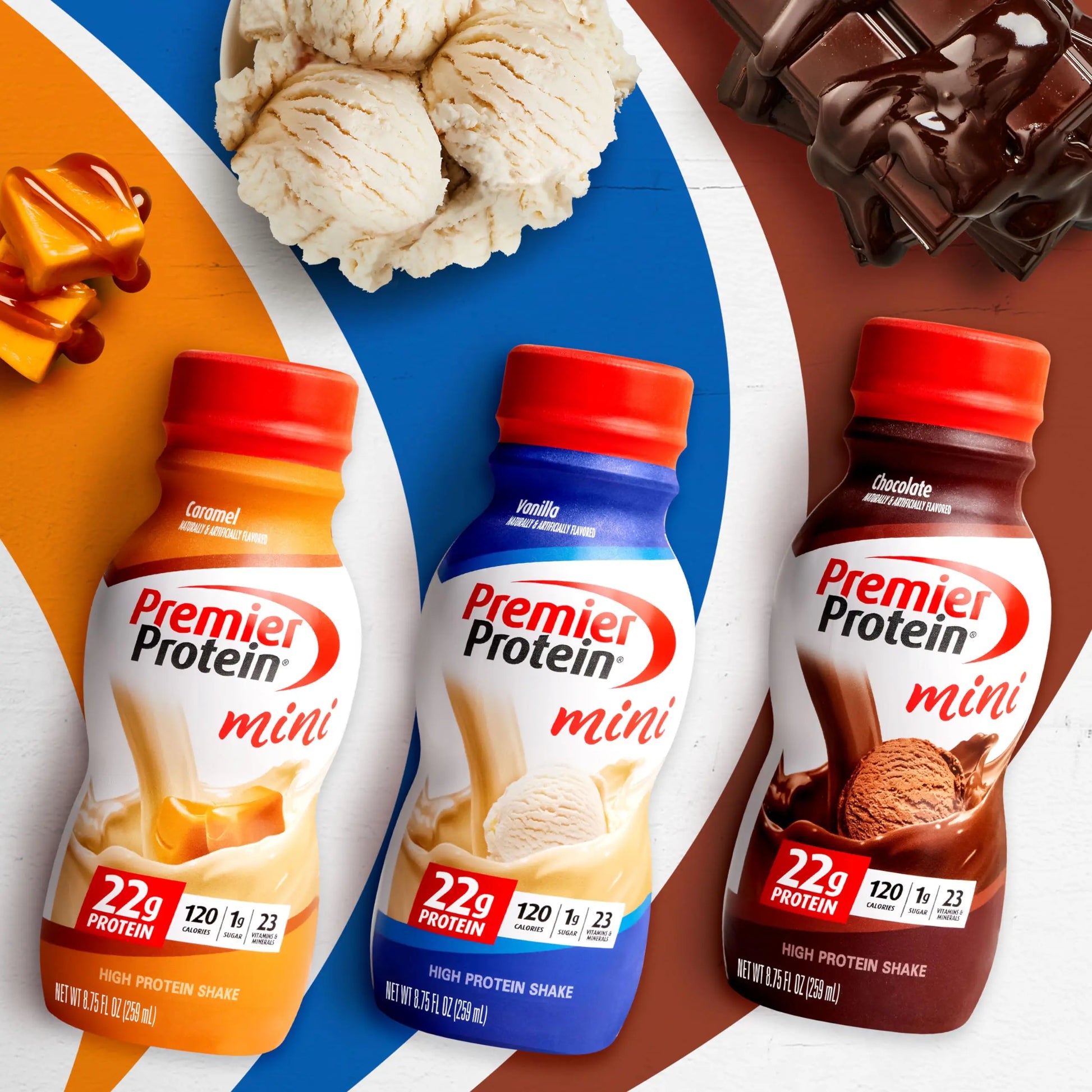 Premier Protein Shake MINIs, Caramel, 22g Protein, 120 Calories, 1g Sugar, 8.75fl oz Premier Protein Au supplements