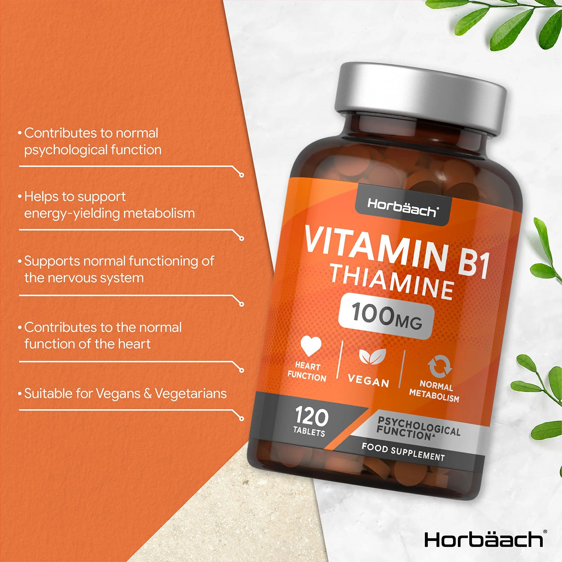 Vitamin B1 Thiamine High Strength 100mg | 120 Vegan Tablets | No Artificial Horbäach Au supplements
