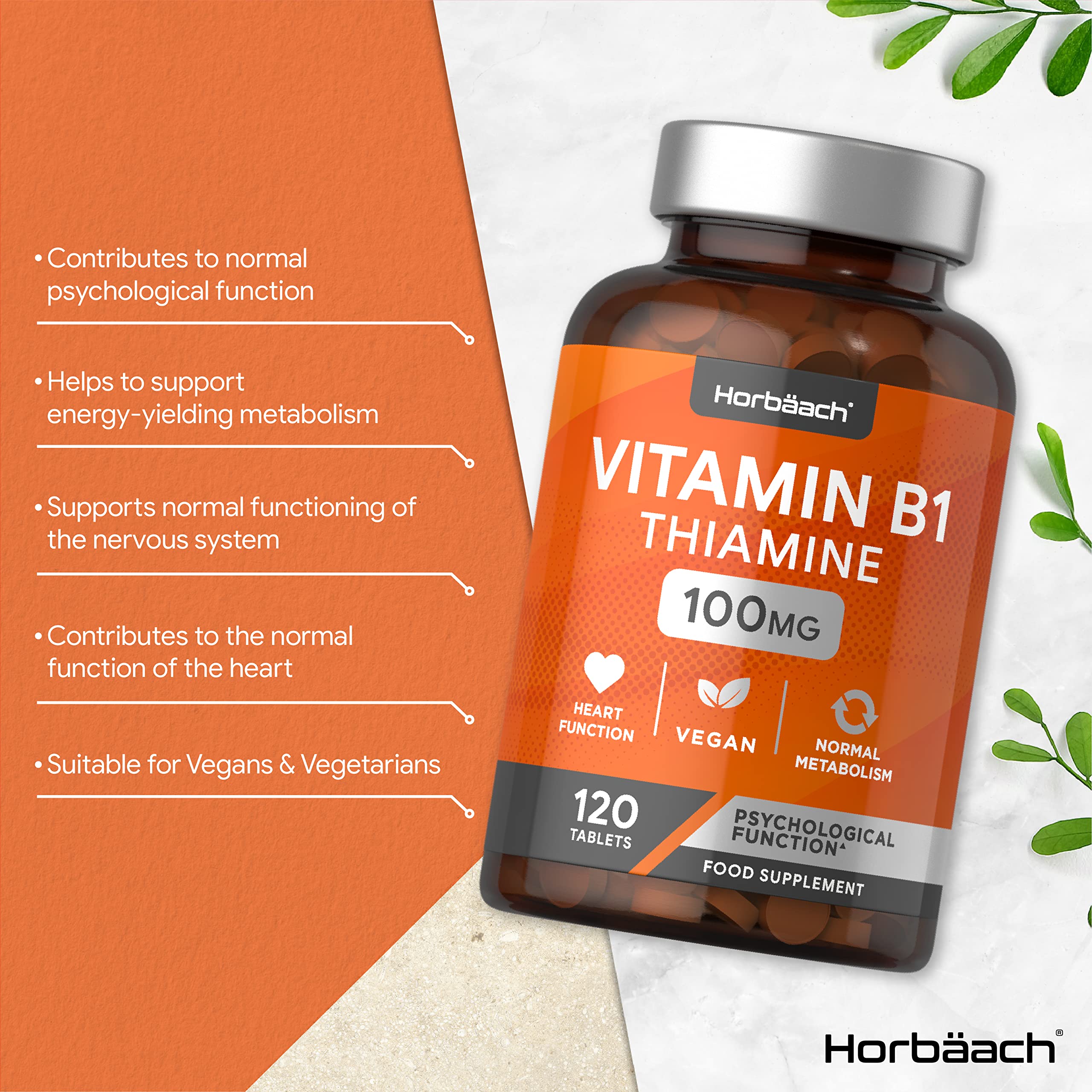 Vitamin B1 Thiamine High Strength 100mg | 120 Vegan Tablets | No Artificial Horbäach Au supplements