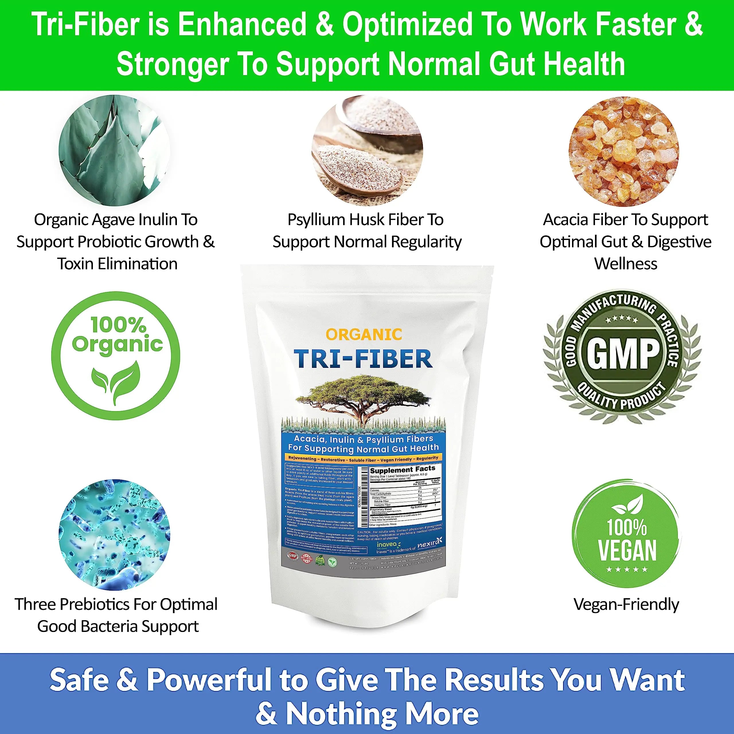 Kidney Restore Tri-Fiber Organic Soluble Fiber Powder, Unflavored High Fiber 3-in-1 Kidney Restore Au supplements