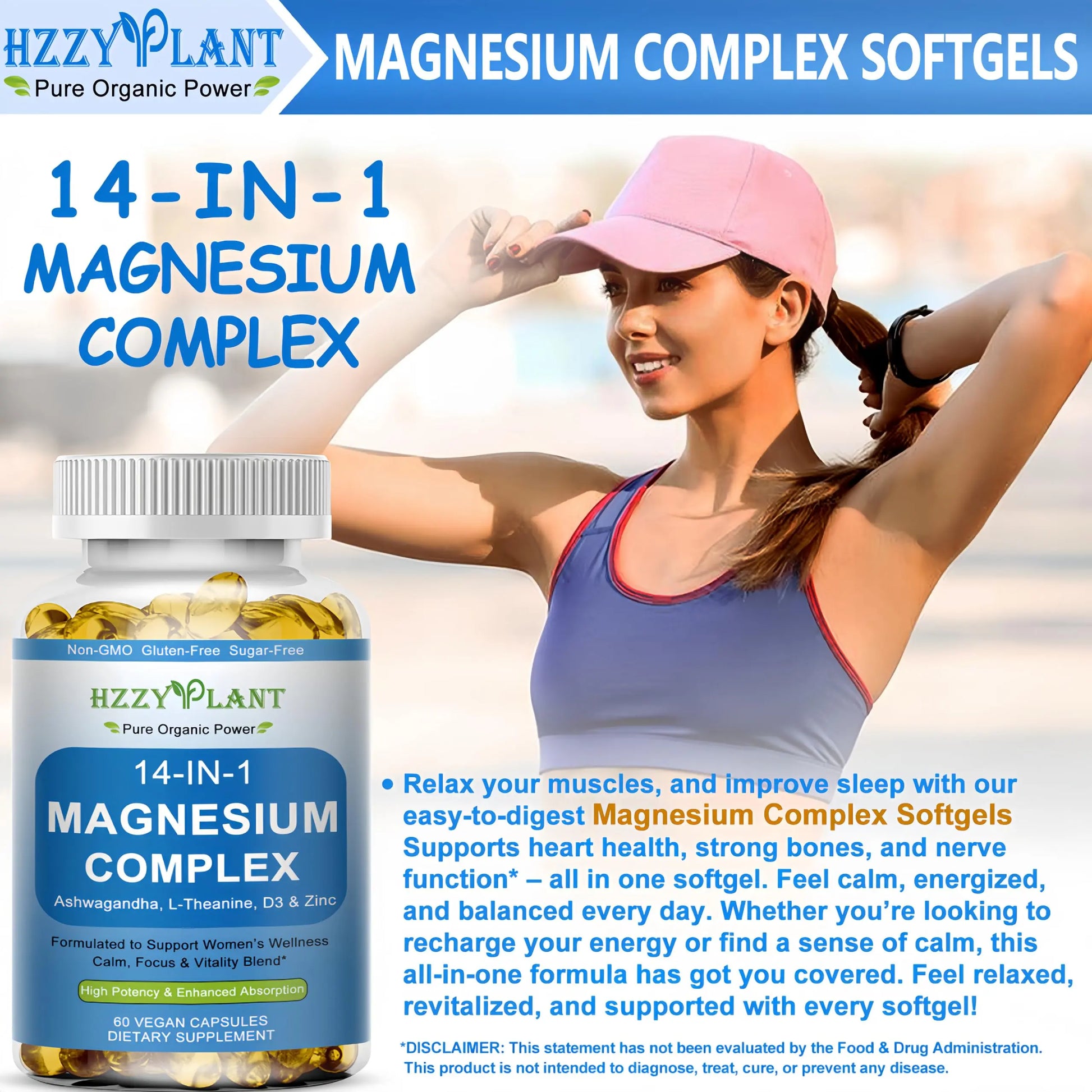 Magnesium Complex Softgels, High Absorption Magnesium Supplement with Glycinate, Citrate, Malate, Taurate, 14-in-1 Magnesium Complex for Women & Men for Muscle, Heart, Sleep Support, 2 Month Supply HZZYPLANT Au supplements