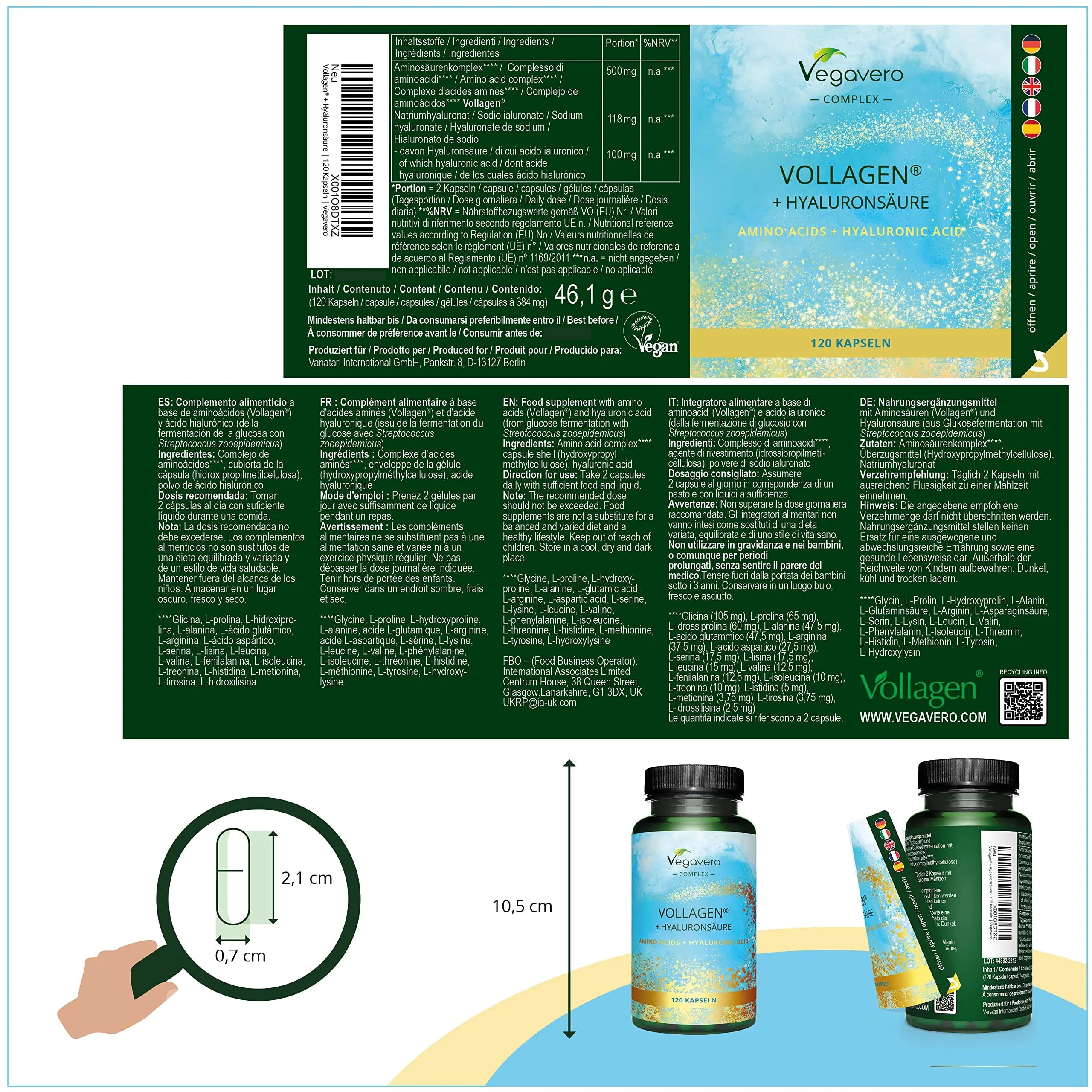 Vegavero Vegan Collagen Complex + Hyaluronic Acid | NO Additives | Vegan Collagen Powder Vollagen Vegavero Au supplements