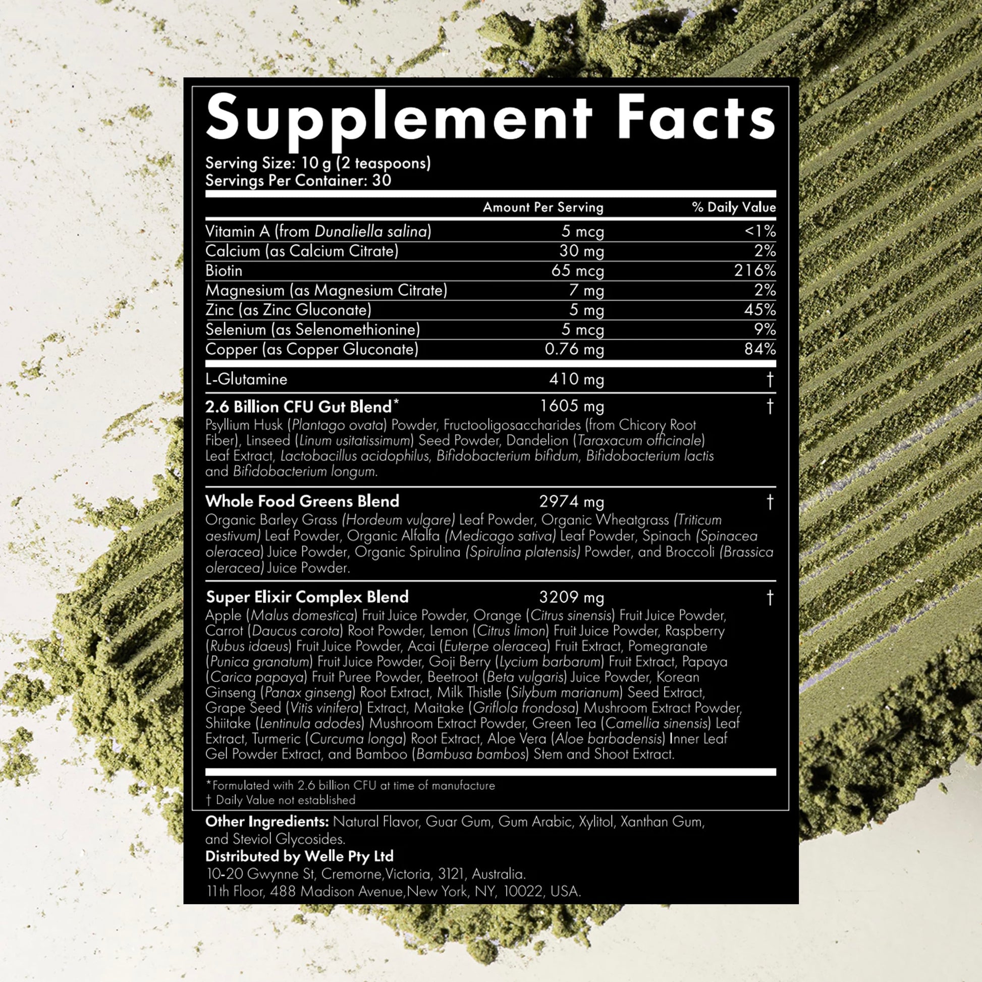 WelleCo The Super Elixir Daily Greens Powder, Probiotic Drink Mix with Whole Foods, Gluten Free, Vegan Gut Health Powder, Energy, Immunity, Healthy Skin, Hair & Nails (Jar, Blood Orange) WelleCo Au supplements