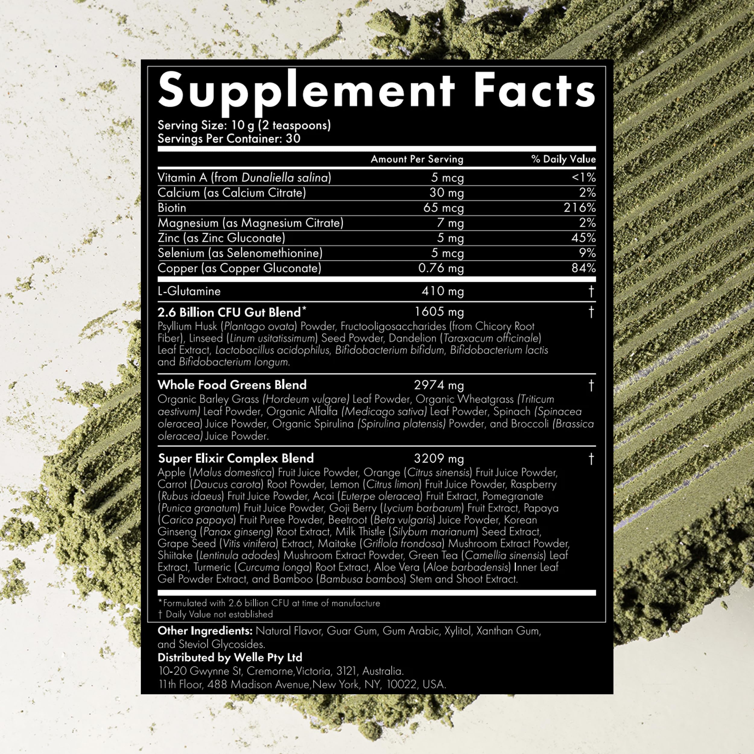 WelleCo The Super Elixir Daily Greens Powder, Probiotic Drink Mix with Whole Foods, Gluten Free, Vegan Gut Health Powder, Energy, Immunity, Healthy Skin, Hair & Nails (Jar, Blood Orange) WelleCo Au supplements