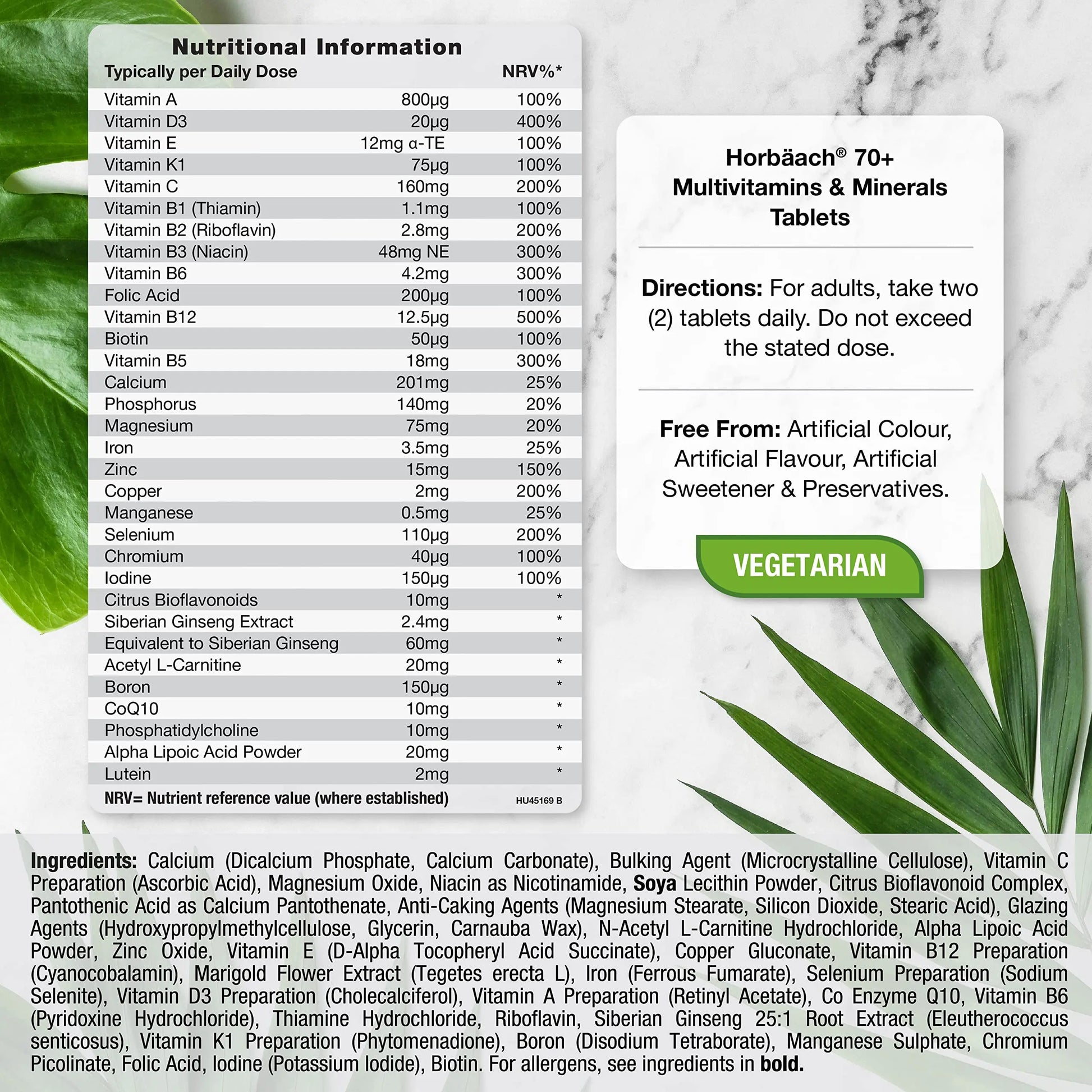 Multivitamin 70 Plus Tablets | 90 Count | with Essential Vitamins and Minerals | for Men and Horbäach Au supplements