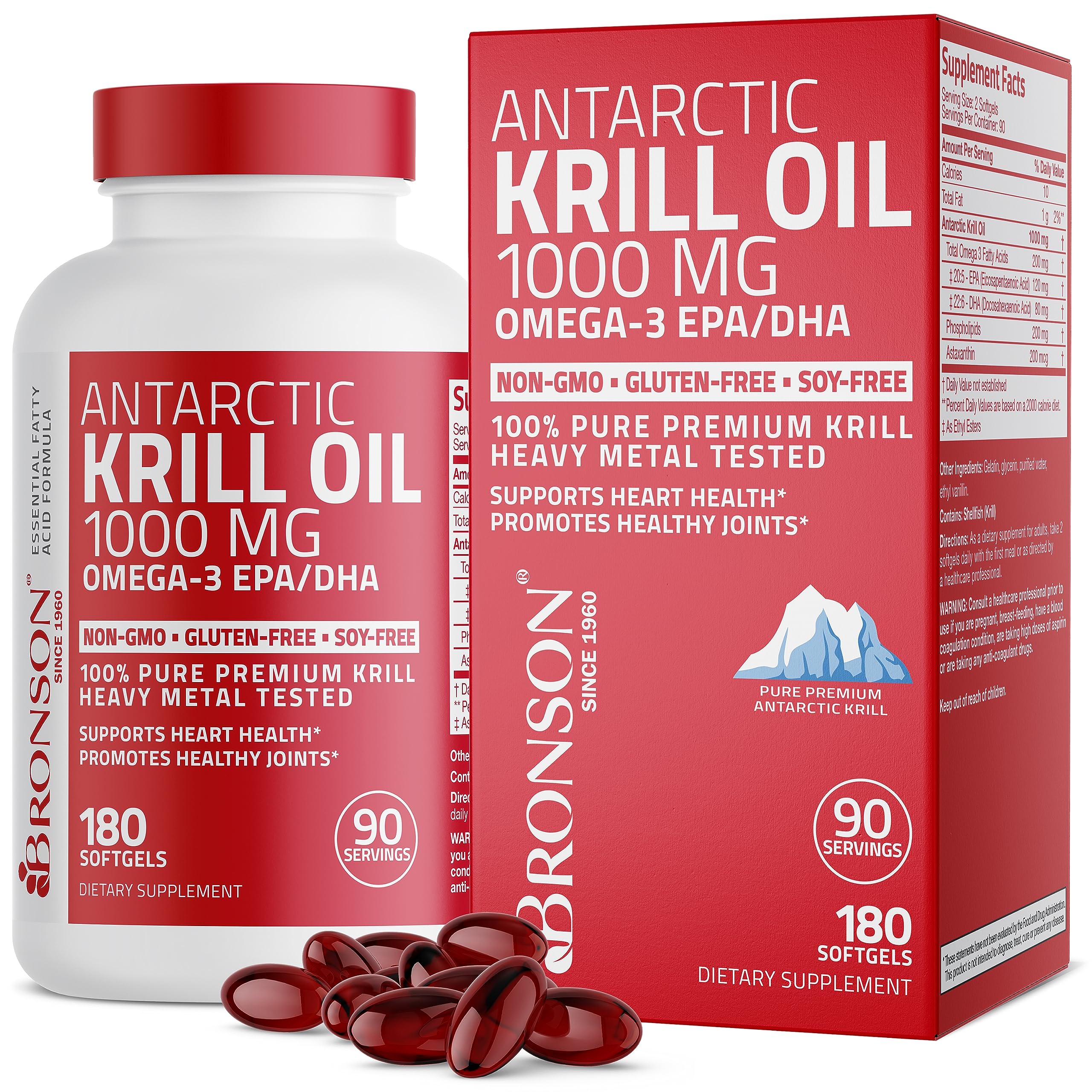 Bronson Antarctic Krill Oil 1000 mg with Omega-3s EPA, DHA, Astaxanthin and Phospholipid Bronson Au supplements