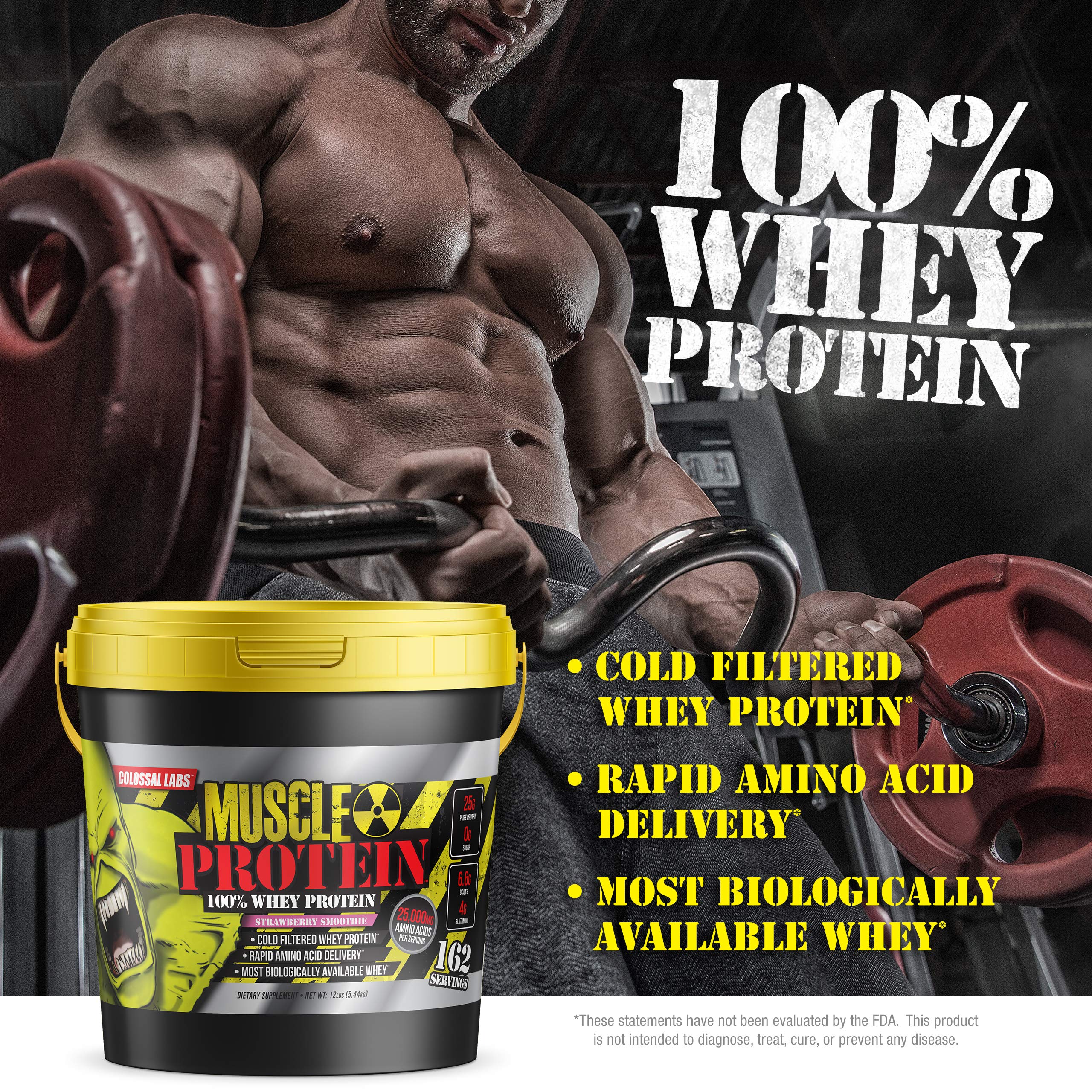 COLOSSAL LABS Muscle Protein Whey Powder [12 lbs/Pack of 1]-Strawberry Protein COLOSSAL LABS Au supplements