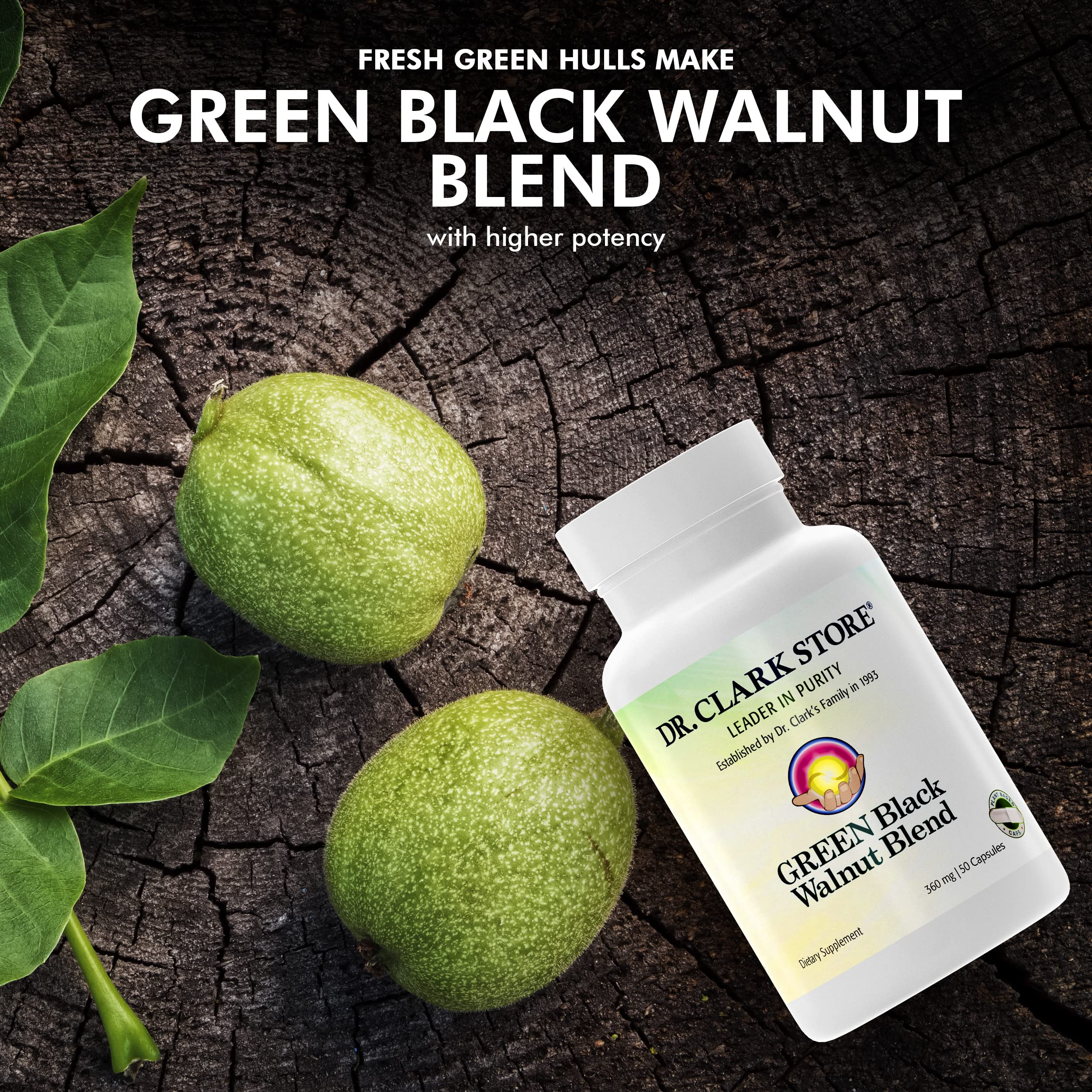 Dr Clark Green Black Walnut Blend - Freeze Dried Hull Dietary Supplement, Extra Strength Formula from All Natural Walnuts, Supports Healthy Intestinal Environment, 360mg, 50 Gelatin Capsules Dr Clark Store Au supplements