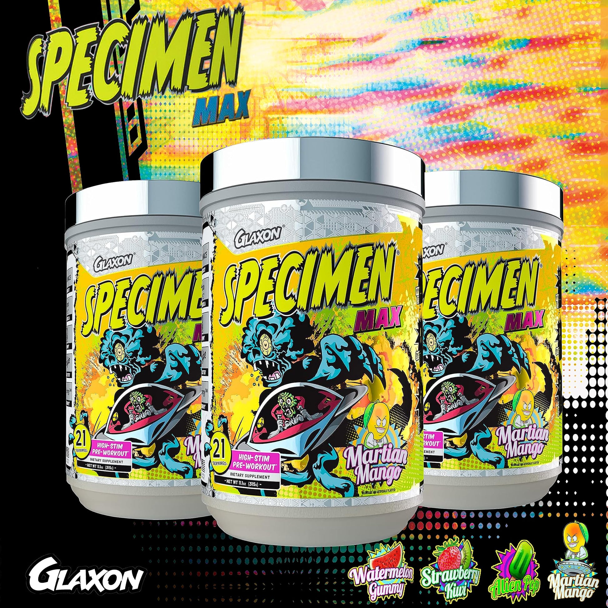 Glaxon Specimen Max High Stim Pre-Workout | 400mg Caffeine + 3200mg Beta Alanine Glaxon Au supplements